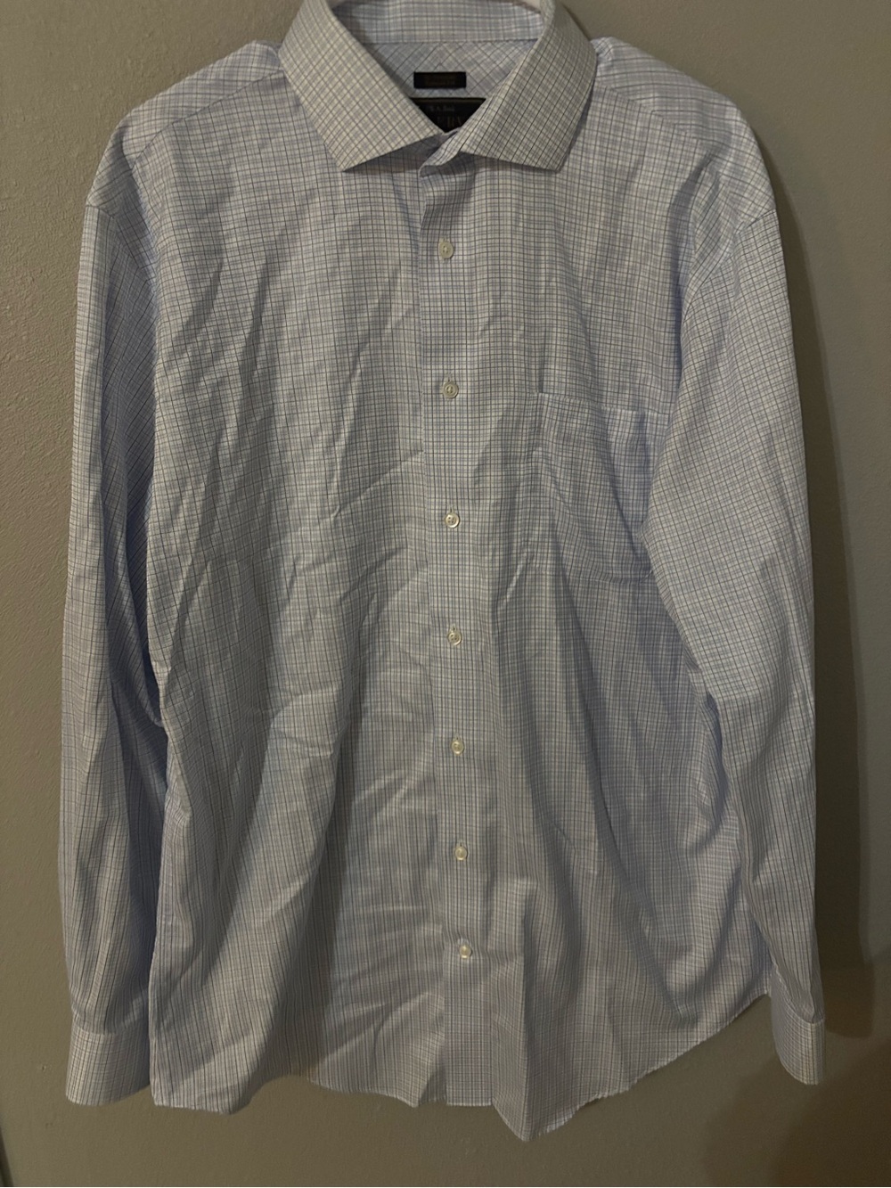 Jos. A. Bank Blue and White Windowpane Dress Shirt